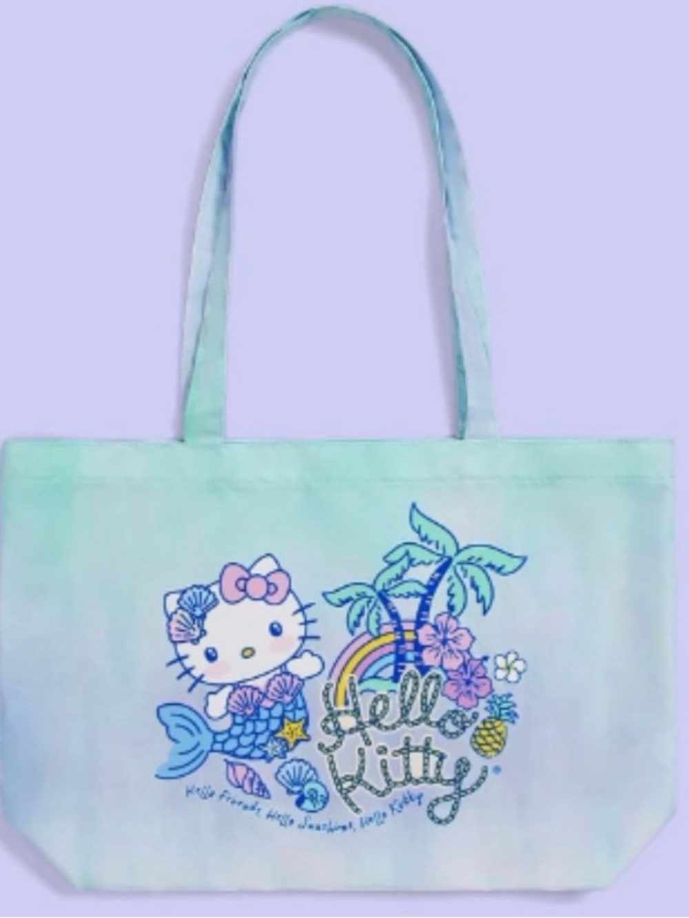 Hello Kitty Mint Pastel Tote with Tropical Mermaid Print